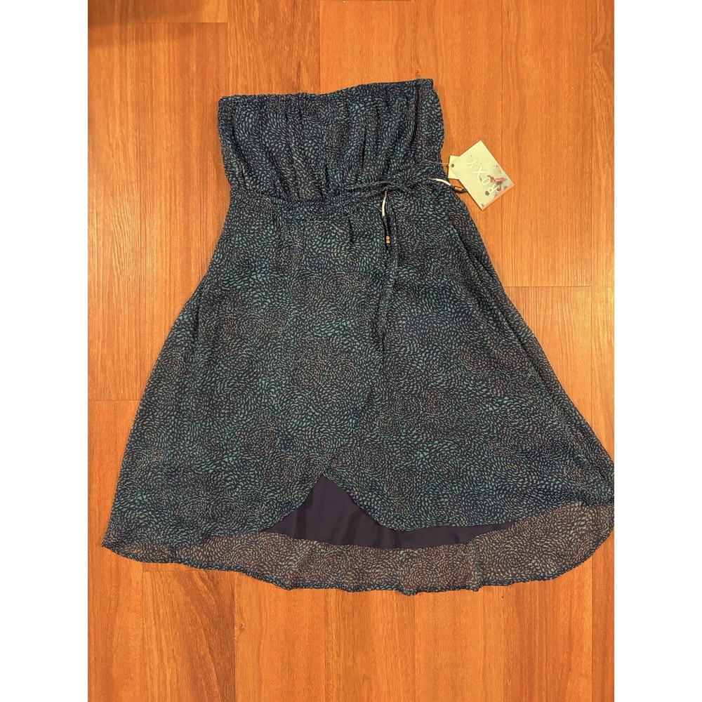 Roxy Strapless High Low Dress Womens Large Blue Teal Chiffon NWT